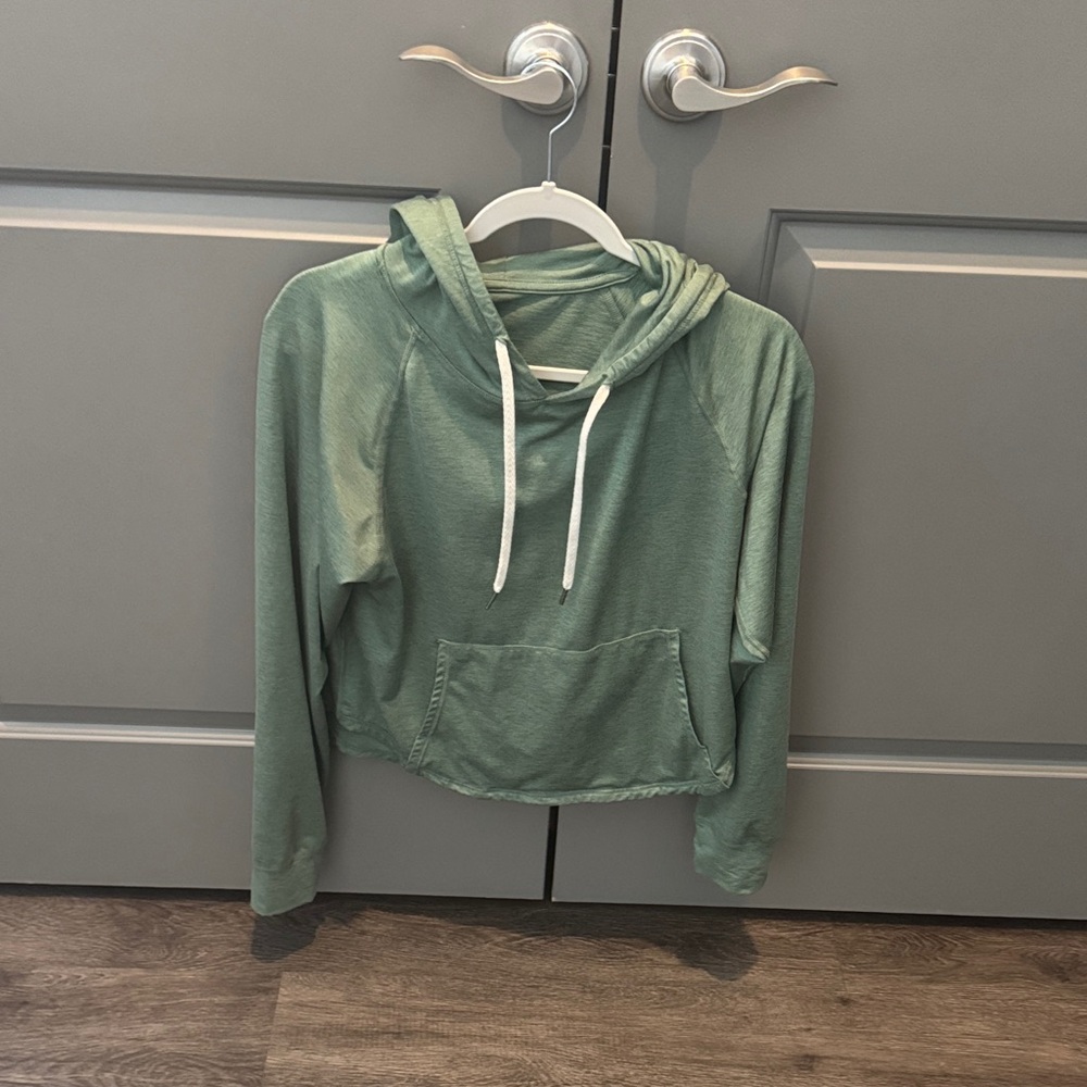 Glyder Heathered Sage Green Cropped Hoodie